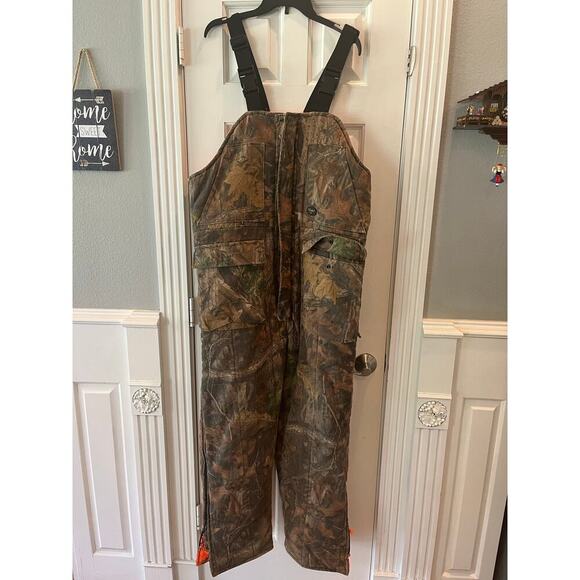 Walls Reversible Camo Hunting Bib Overalls Large Sporting Orange Pockets Utilty - Picture 3 of 13